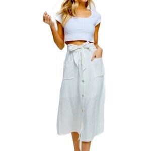 Linen Button Down Paperbag Skirt